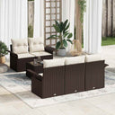 vidaXL Bankstel met kussen 6 pcs Zwart poly rattan