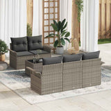 vidaXL Bankstel met kussen 6 pcs Zwart poly rattan