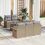 vidaXL Bankstel met kussen 6 pcs Zwart poly rattan