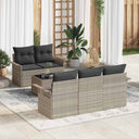 vidaXL Bankstel met kussen 6 pcs Zwart poly rattan