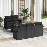 vidaXL Bankstel met kussen 6 pcs Zwart poly rattan