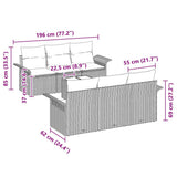 vidaXL Tuinbank Set met kussen 7 pcs Zwart poly rattan