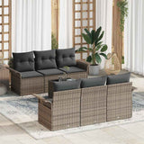 vidaXL Tuinbank Set met kussen 7 pcs Zwart poly rattan