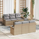 vidaXL Tuinbank Set met kussen 7 pcs Zwart poly rattan