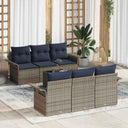 vidaXL Tuinbank Set met kussen 7 pcs Bruin poly rattan