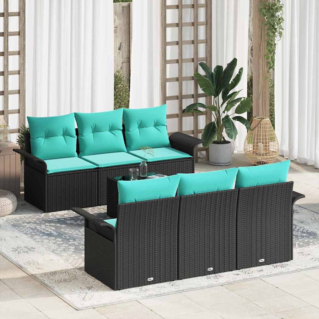 vidaXL Tuinbank Set met kussen 7 pcs Bruin poly rattan