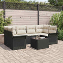 vidaXL Tuinbank Set met kussen 7 pcs Zwart poly rattan