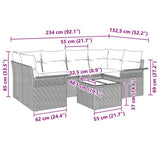 vidaXL Tuinbank Set met kussen 7 pcs Zwart poly rattan