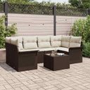 vidaXL Tuinbank Set met kussen 7 pcs Zwart poly rattan