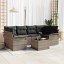 vidaXL Tuinbank Set met kussen 7 pcs Zwart poly rattan