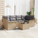 vidaXL Tuinbank Set met kussen 7 pcs Zwart poly rattan