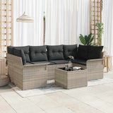 vidaXL Tuinbank Set met kussen 7 pcs Zwart poly rattan