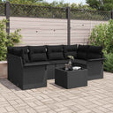 vidaXL Tuinbank Set met kussen 7 pcs Zwart poly rattan