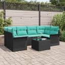 vidaXL Tuinbank Set met kussen 7 pcs Bruin poly rattan