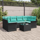 vidaXL Tuinbank Set met kussen 7 pcs Bruin poly rattan