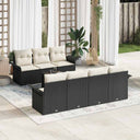 vidaXL Tuinbank Set met kussen 8 pcs Zwart poly rattan