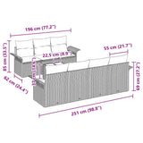 vidaXL Tuinbank Set met kussen 8 pcs Zwart poly rattan