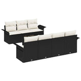 vidaXL Tuinbank Set met kussen 8 pcs Zwart poly rattan