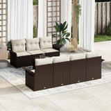 vidaXL Tuinbank Set met kussen 8 pcs Zwart poly rattan