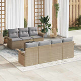 vidaXL Tuinbank Set met kussen 8 pcs Zwart poly rattan
