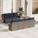vidaXL Tuinbank Set met kussen 8 pcs Bruin poly rattan