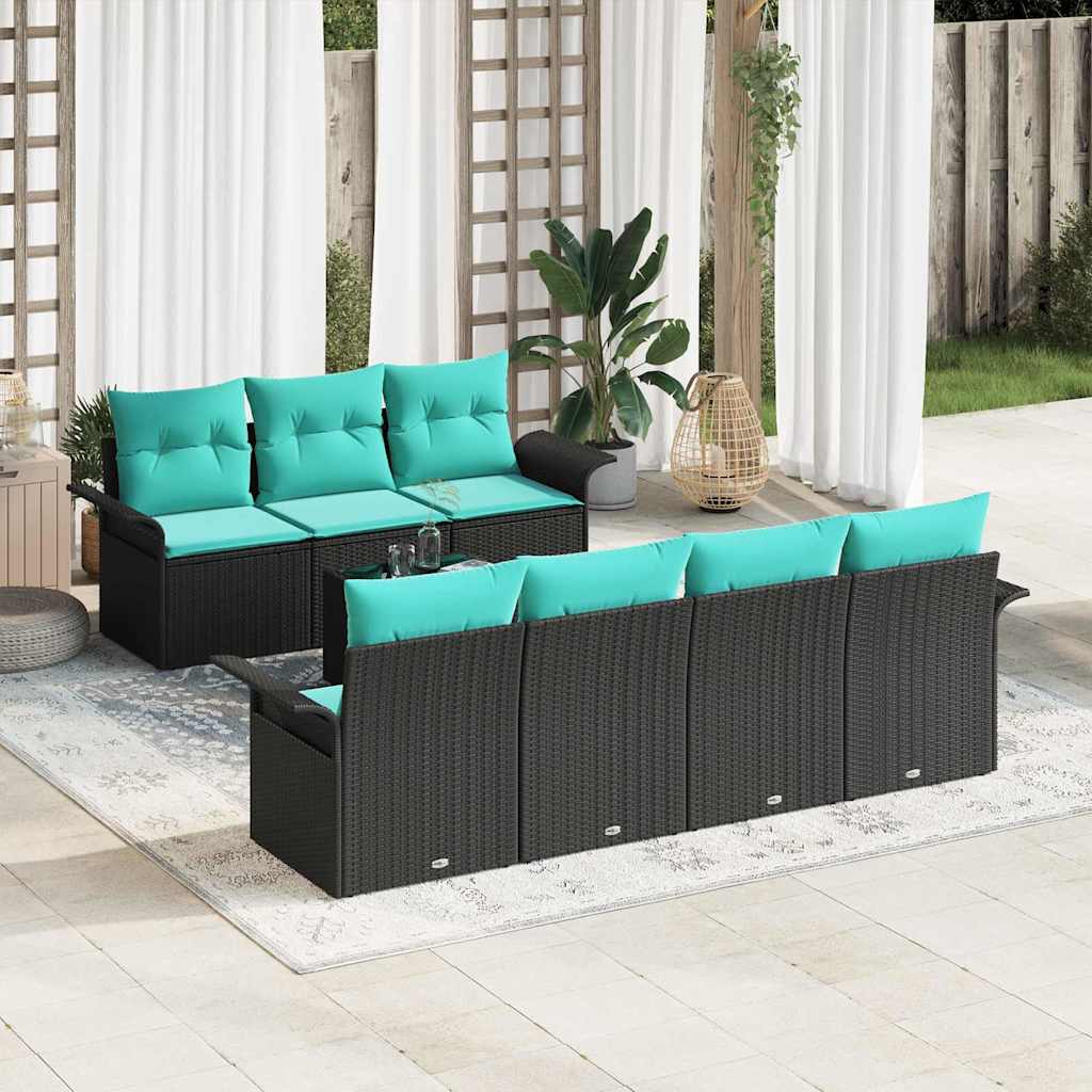 vidaXL Tuinbank Set met kussen 8 pcs Bruin poly rattan