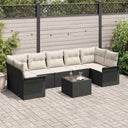 vidaXL Tuinbank Set met kussen 8 pcs Zwart poly rattan