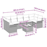 vidaXL Tuinbank Set met kussen 8 pcs Zwart poly rattan