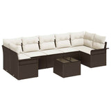 vidaXL Tuinbank Set met kussen 8 pcs Zwart poly rattan