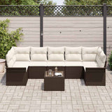 vidaXL Tuinbank Set met kussen 8 pcs Zwart poly rattan