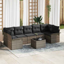 vidaXL Tuinbank Set met kussen 8 pcs Zwart poly rattan