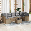 vidaXL Tuinbank Set met kussen 8 pcs Zwart poly rattan