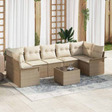 vidaXL Tuinbank Set met kussen 8 pcs Zwart poly rattan