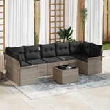 vidaXL Tuinbank Set met kussen 8 pcs Zwart poly rattan