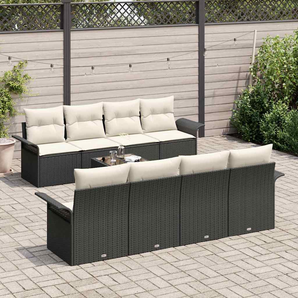 vidaXL Garden Sofa Set 9 pcs Black Poly Rattan