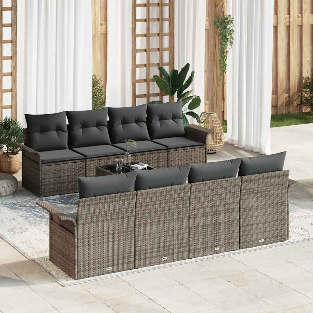 vidaXL Garden Sofa Set 9 pcs Black Poly Rattan