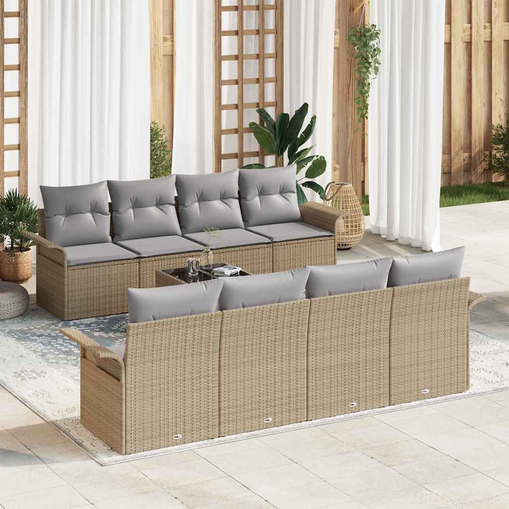 vidaXL Garden Sofa Set 9 pcs Black Poly Rattan