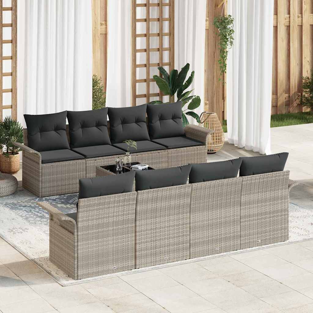 vidaXL Garden Sofa Set 9 pcs Black Poly Rattan