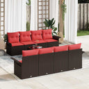 vidaXL Tuinbank Set met kussen 9 pcs Bruin poly rattan