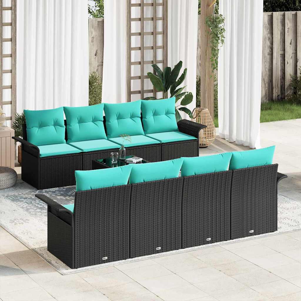 vidaXL Tuinbank Set met kussen 9 pcs Bruin poly rattan