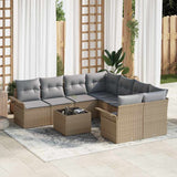 vidaXL Tuinbank Set 9 pcs Zwart Poly rattan