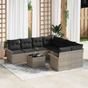 vidaXL Tuinbank Set 9 pcs Zwart Poly rattan