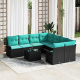 vidaXL Garden Sofa Set with Cushions 9 pcs Brown and Red Poly Rattan