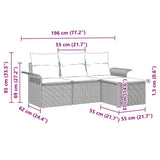 vidaXL Bankstel met kussen 4 pcs Zwart en Crème poly rattan