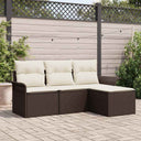 vidaXL Bankstel met kussen 4 pcs Zwart en Crème poly rattan