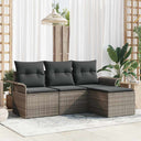 vidaXL Bankstel met kussen 4 pcs Zwart en Crème poly rattan