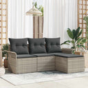 vidaXL Bankstel met kussen 4 pcs Zwart en Crème poly rattan