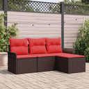 vidaXL Tuinbank Set met kussen 4 pcs Bruin poly rattan