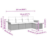 vidaXL Buitensofa met kussen 5 pcs Zwart poly rattan