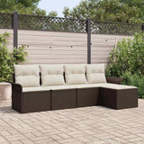 vidaXL Buitensofa met kussen 5 pcs Zwart poly rattan